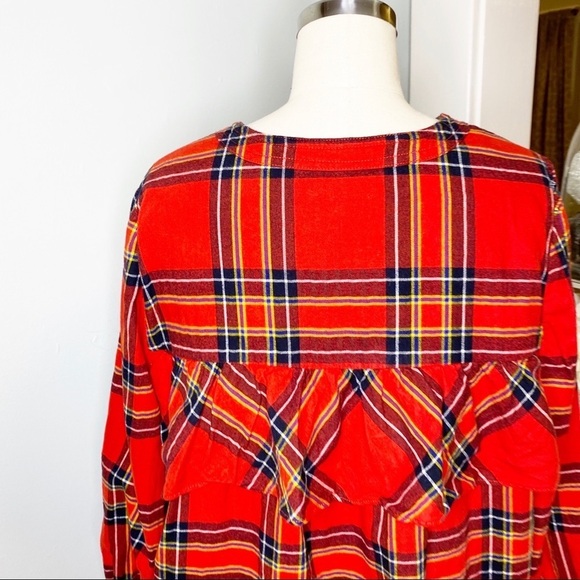 J. Crew Holiday Plaid Ruffle Top in Festival Red Small - Picture 10 of 13